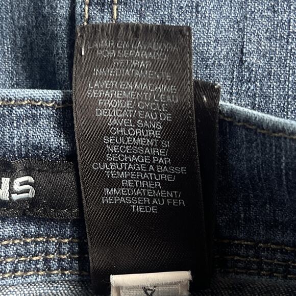 DKNY Jeans Skirt Womens 13 Blue Denim A-Line Utility Pockets Stretch Midi Patch - Picture 7 of 10